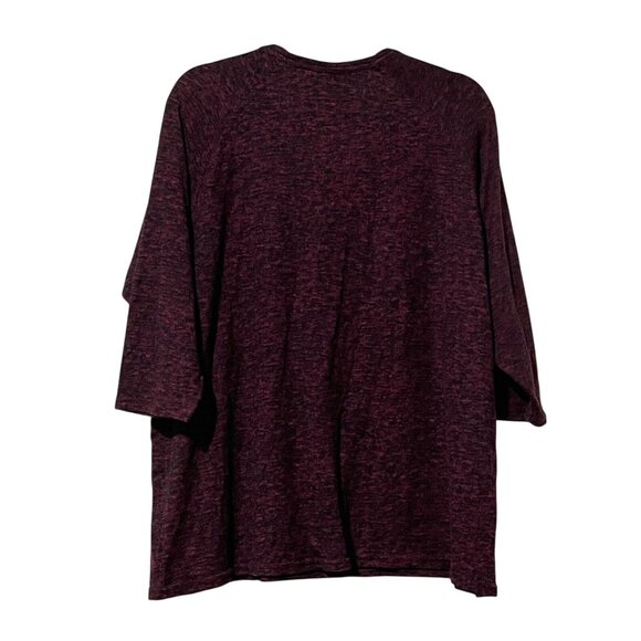 Danskin Womens Marled V-Neck 3/4 Sleeve Top 1X Burgundy Polyester/Spandex Comfor - Picture 3 of 6